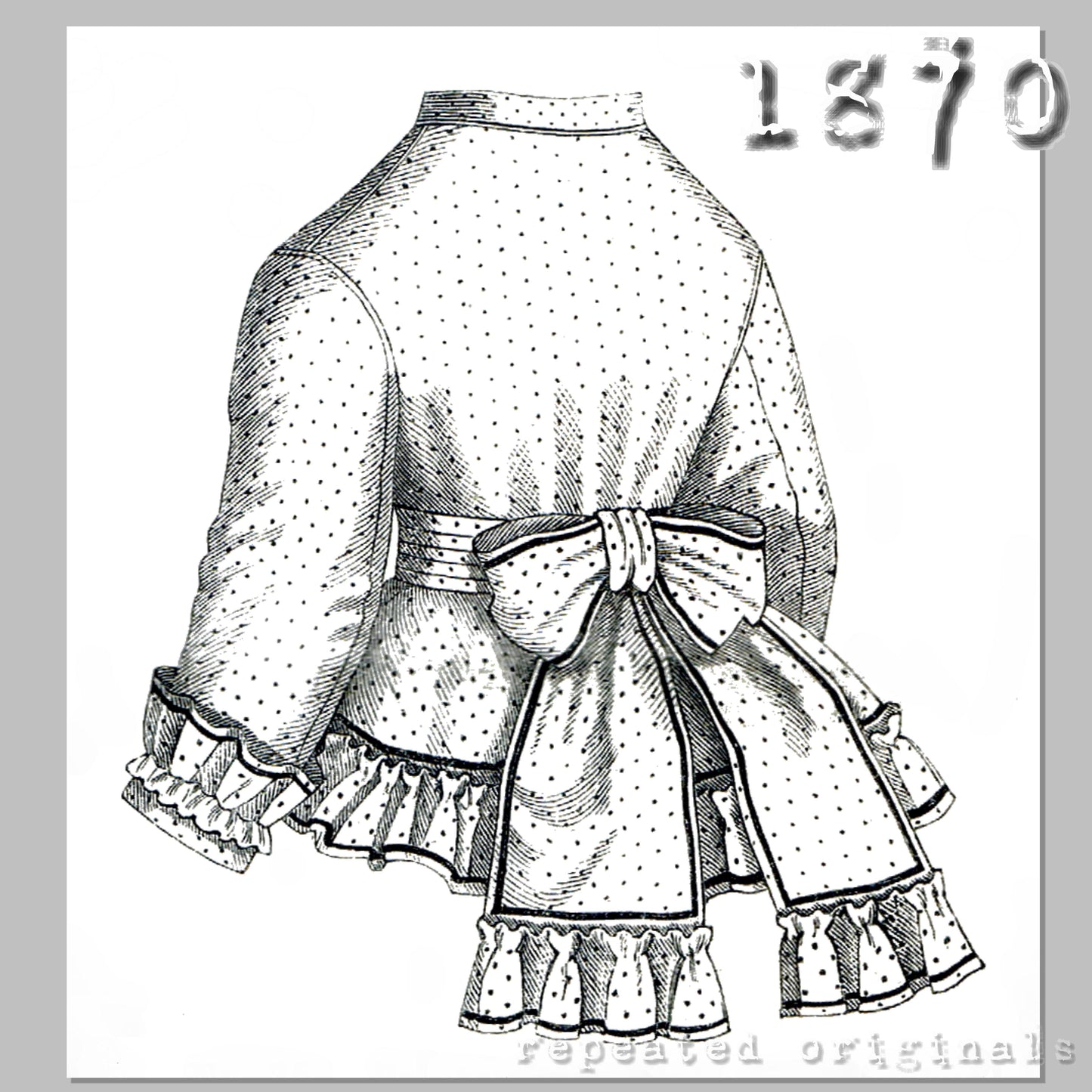 1870 Dress and Paletot for Girl 8 - 10 Years Sewing Pattern - INSTANT DOWNLOAD PDF