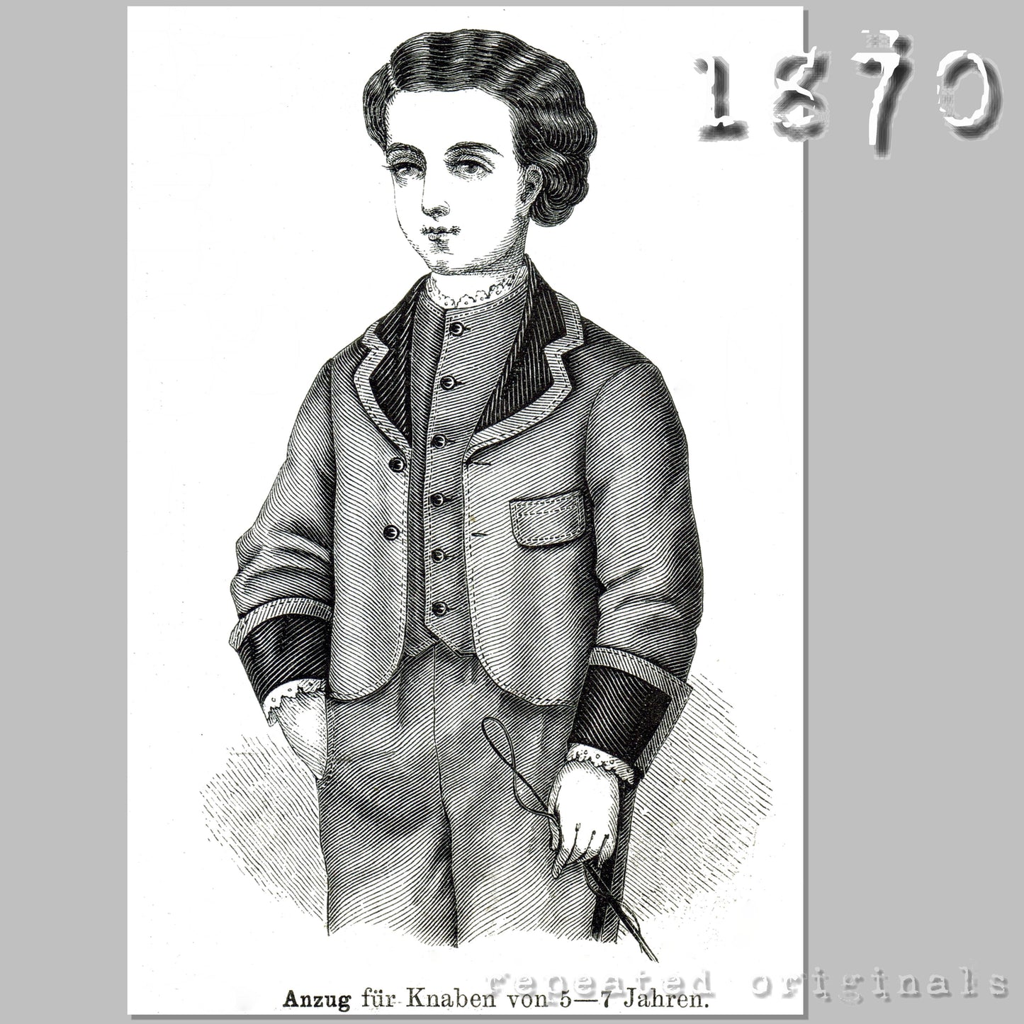 1870 Suit for Boy 5 to 7 years Sewing Pattern - INSTANT DOWNLOAD PDF