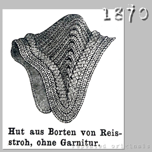 1870 Hat of Rice Straw Braids Pattern - INSTANT DOWNLOAD PDF