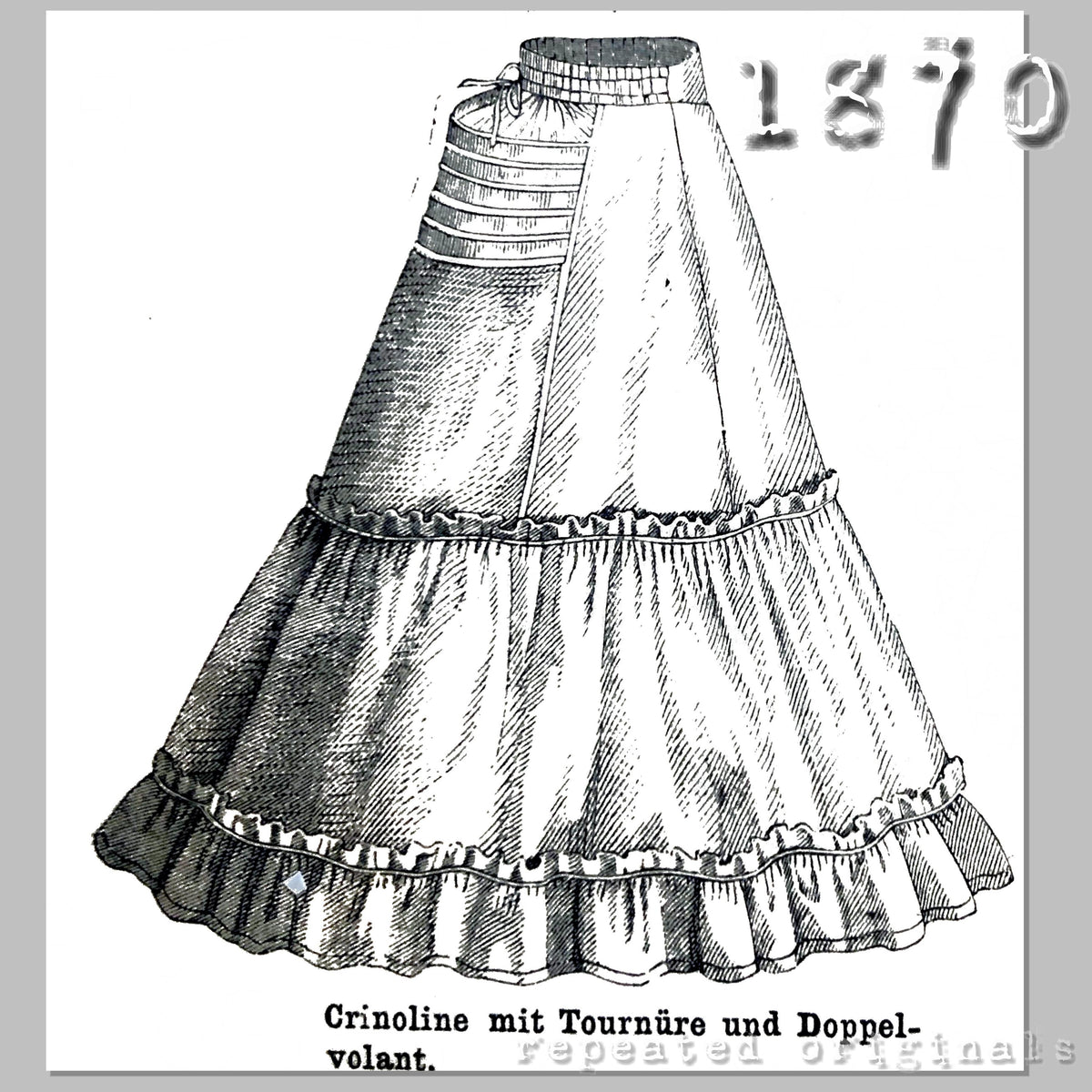 Crinoline Pattern 1870 Crinoline with Bustle & Flounce Sewing Pattern - INSTANT DOWNLOAD ...