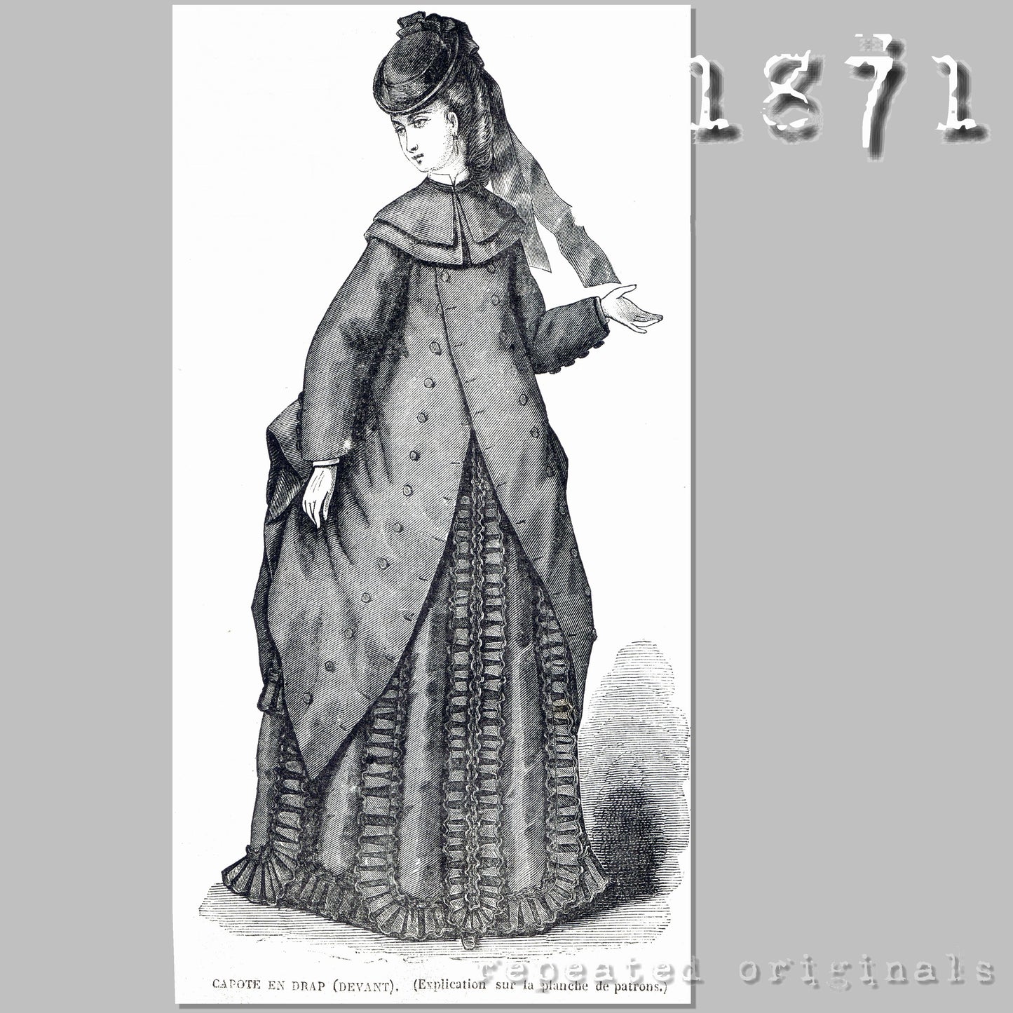 1871 Capote Sewing Pattern - INSTANT DOWNLOAD PDF