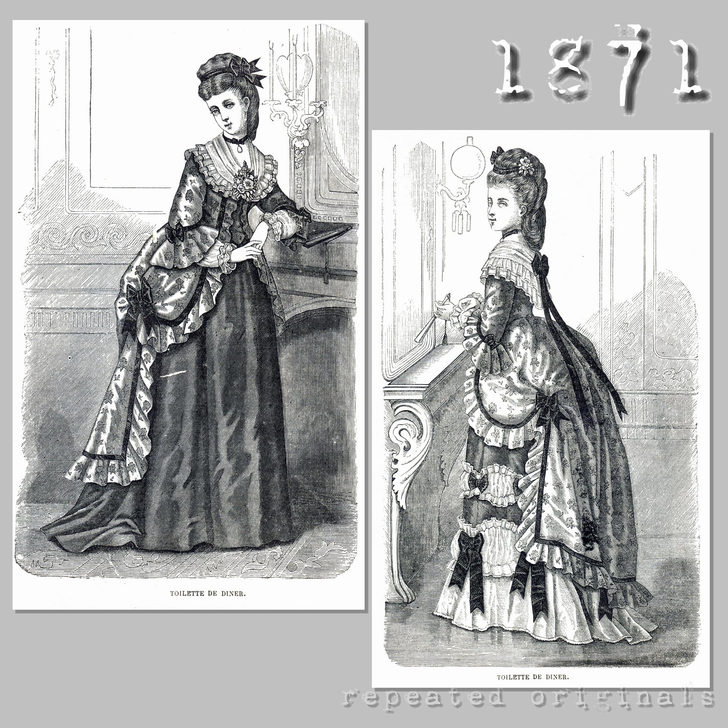 1871 Polonaised Bodice Sewing Pattern - INSTANT DOWNLOAD PDF