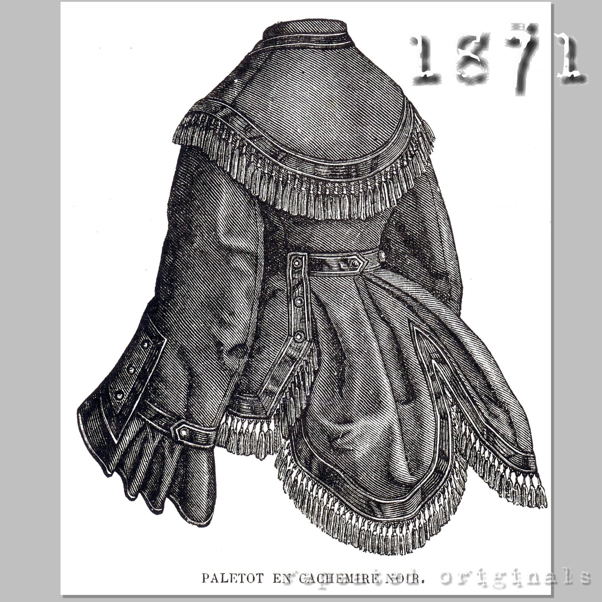 1871 Black Cashmere Paletot Sewing Pattern - INSTANT DOWNLOAD PDF ...