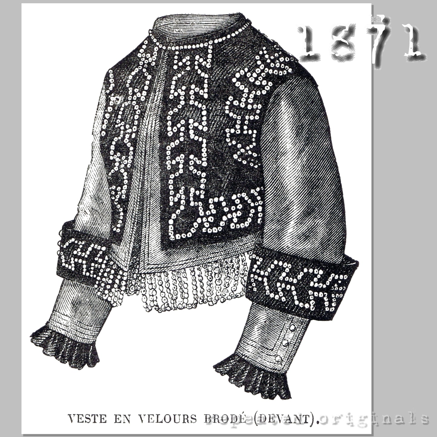 1871 Velvet Jacket Sewing Pattern - INSTANT DOWNLOAD PDF