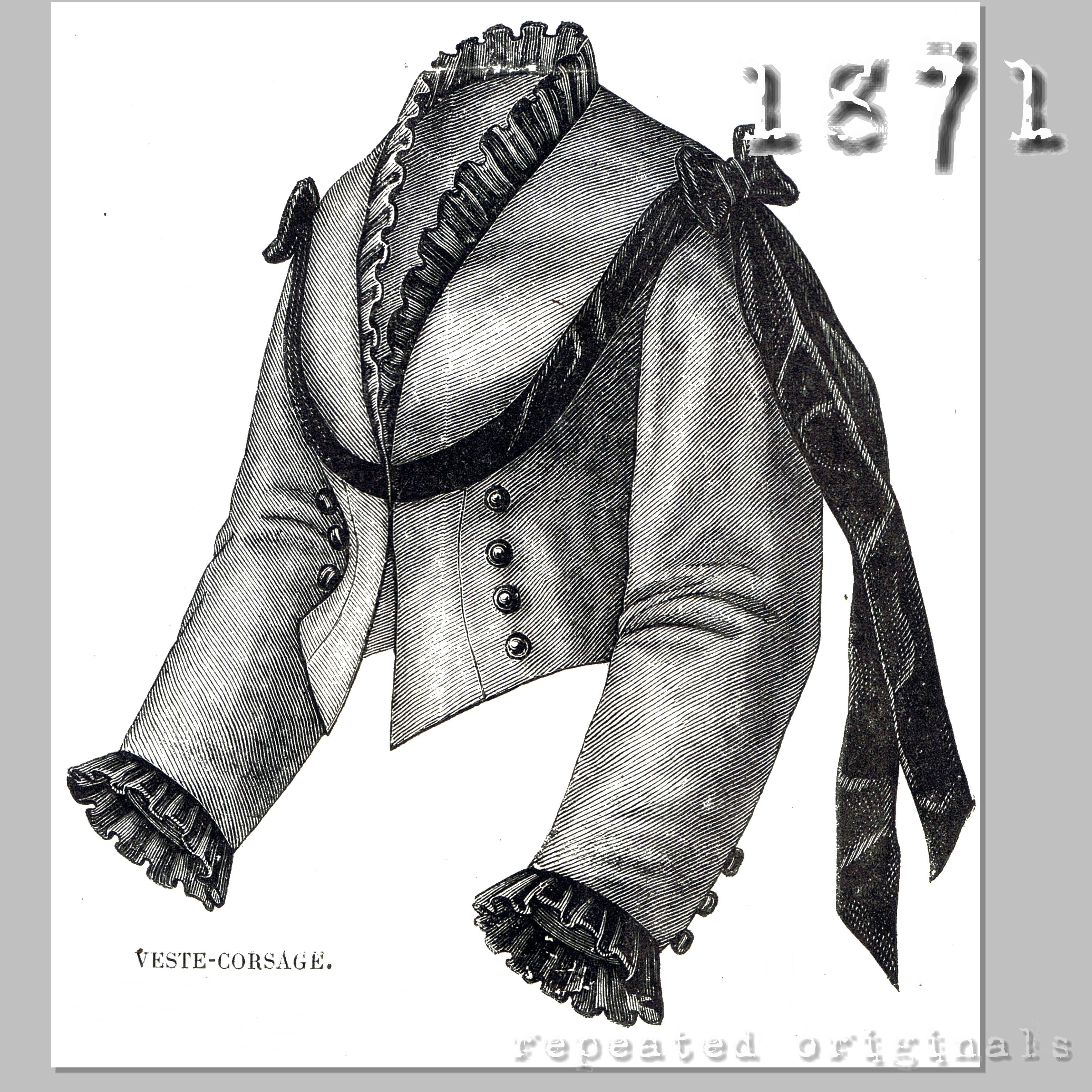 1871 Jacket Bodice Sewing Pattern - INSTANT DOWNLOAD PDF – Repeated ...