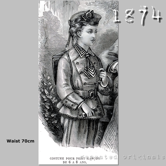 1874 Suit and Cap for Boy 6-8 Years Sewing Pattern - INSTANT DOWNLOAD PDF