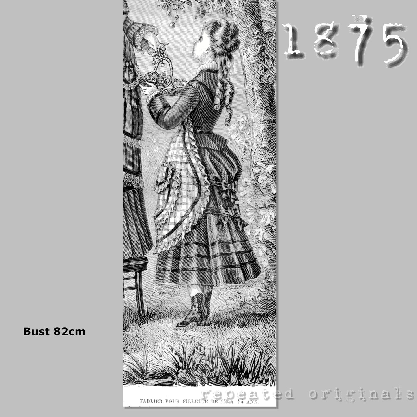 1875 Apron for Girl 12 to 14 Years Sewing Pattern - INSTANT DOWNLOAD PDF