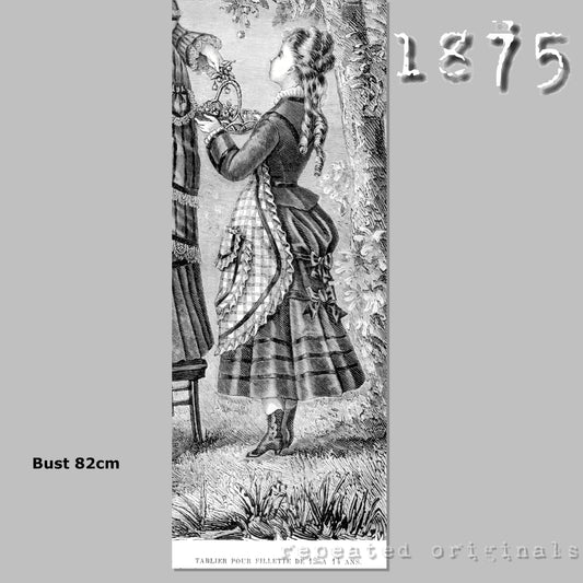 1875 Apron for Girl 12 to 14 Years Sewing Pattern - INSTANT DOWNLOAD PDF