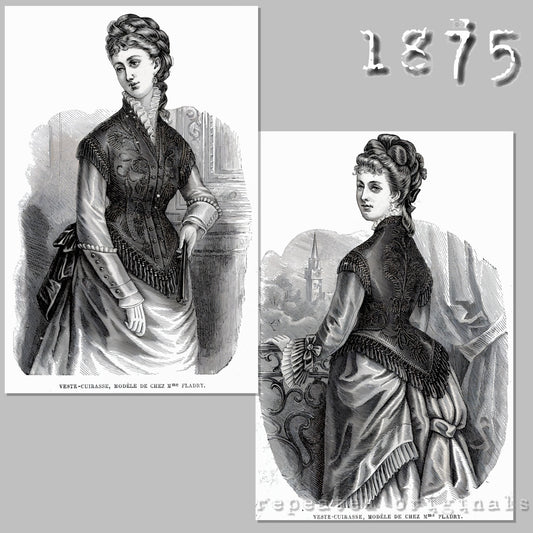 1875 Cuirasse Sleeveless Jacket Sewing Pattern - INSTANT DOWNLOAD PDF