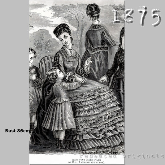1875 Bodice for Girl 15-17 Years Sewing Pattern - INSTANT DOWNLOAD PDF