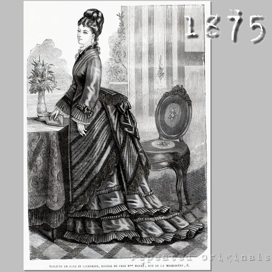 1875 Dress with Apron Sewing Pattern - INSTANT DOWNLOAD PDF