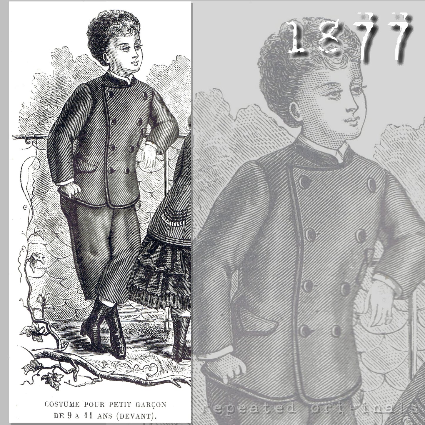 1877 Jacket for Boy 9 - 11 Years Sewing Pattern - INSTANT DOWNLOAD PDF