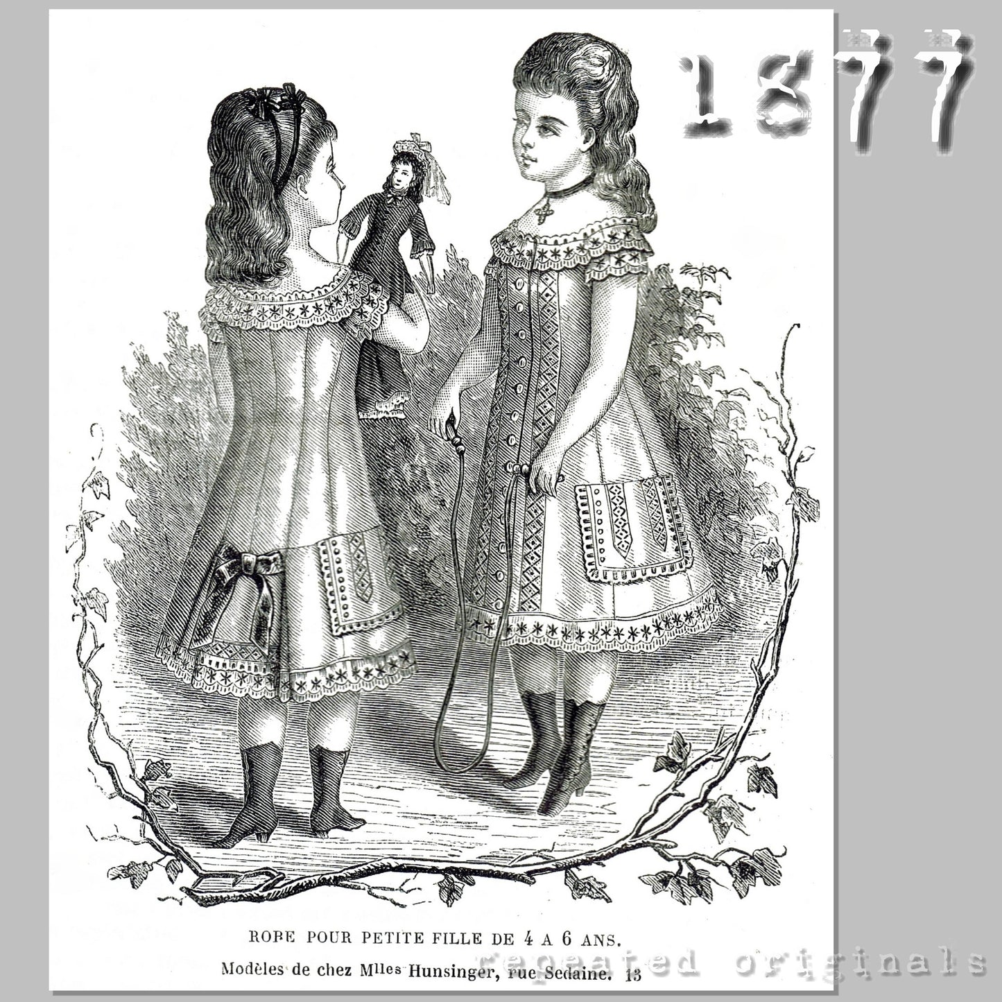 1877 Dress for Girl 4 - 6 Years Sewing Pattern - INSTANT DOWNLOAD PDF