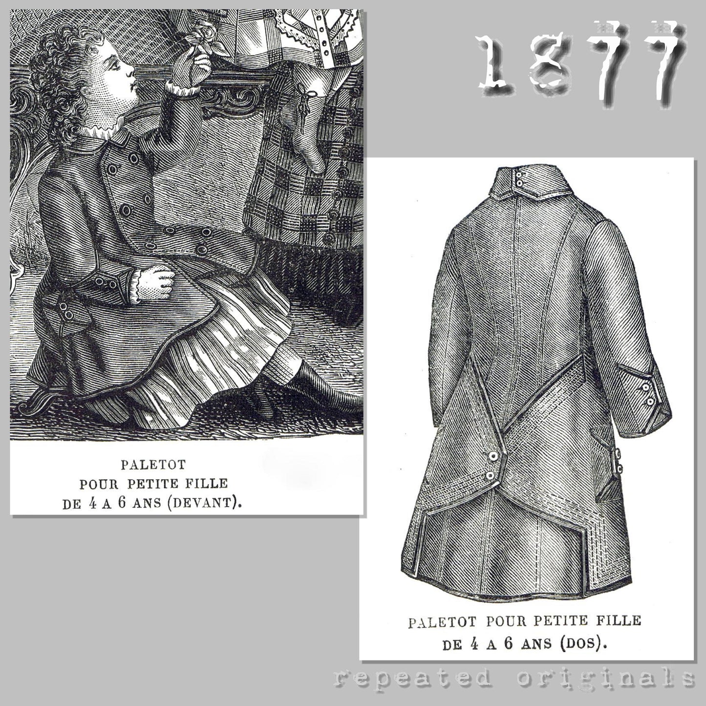 1877 Paletot for Girl 4 - 6 Years Sewing Pattern - INSTANT DOWNLOAD PDF