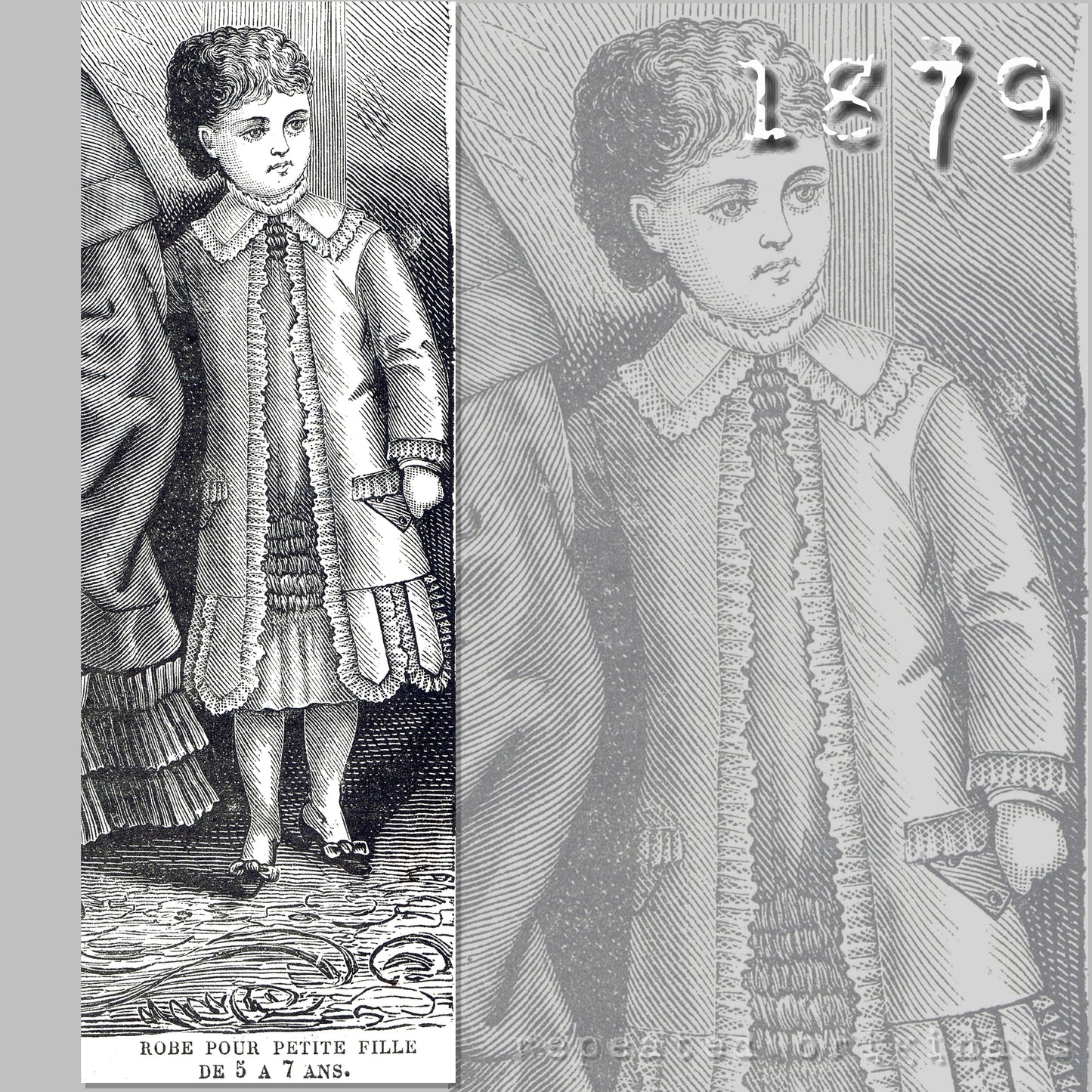 1879 Dress for Girl 5 - 7 Years Sewing Pattern - INSTANT DOWNLOAD PDF