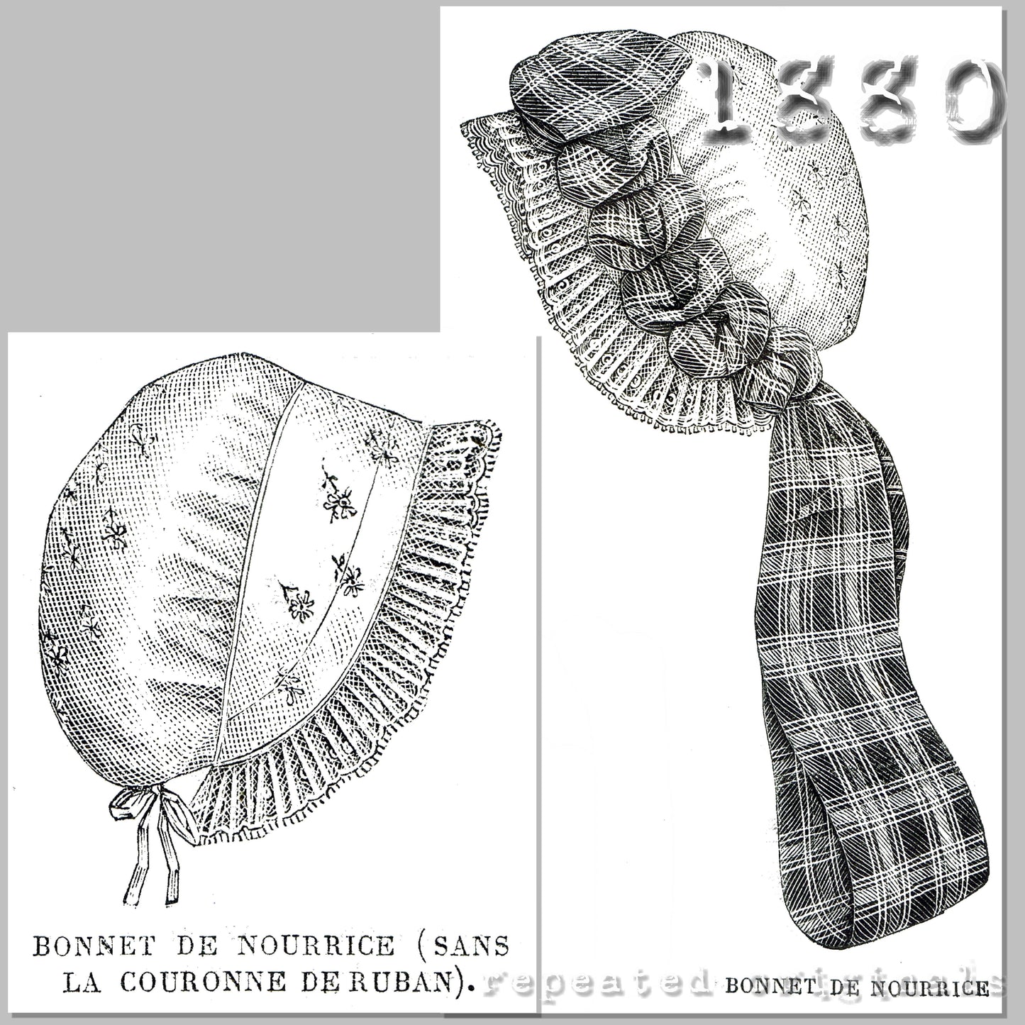 1880 Nursery Bonnet Sewing Pattern - INSTANT DOWNLOAD PDF