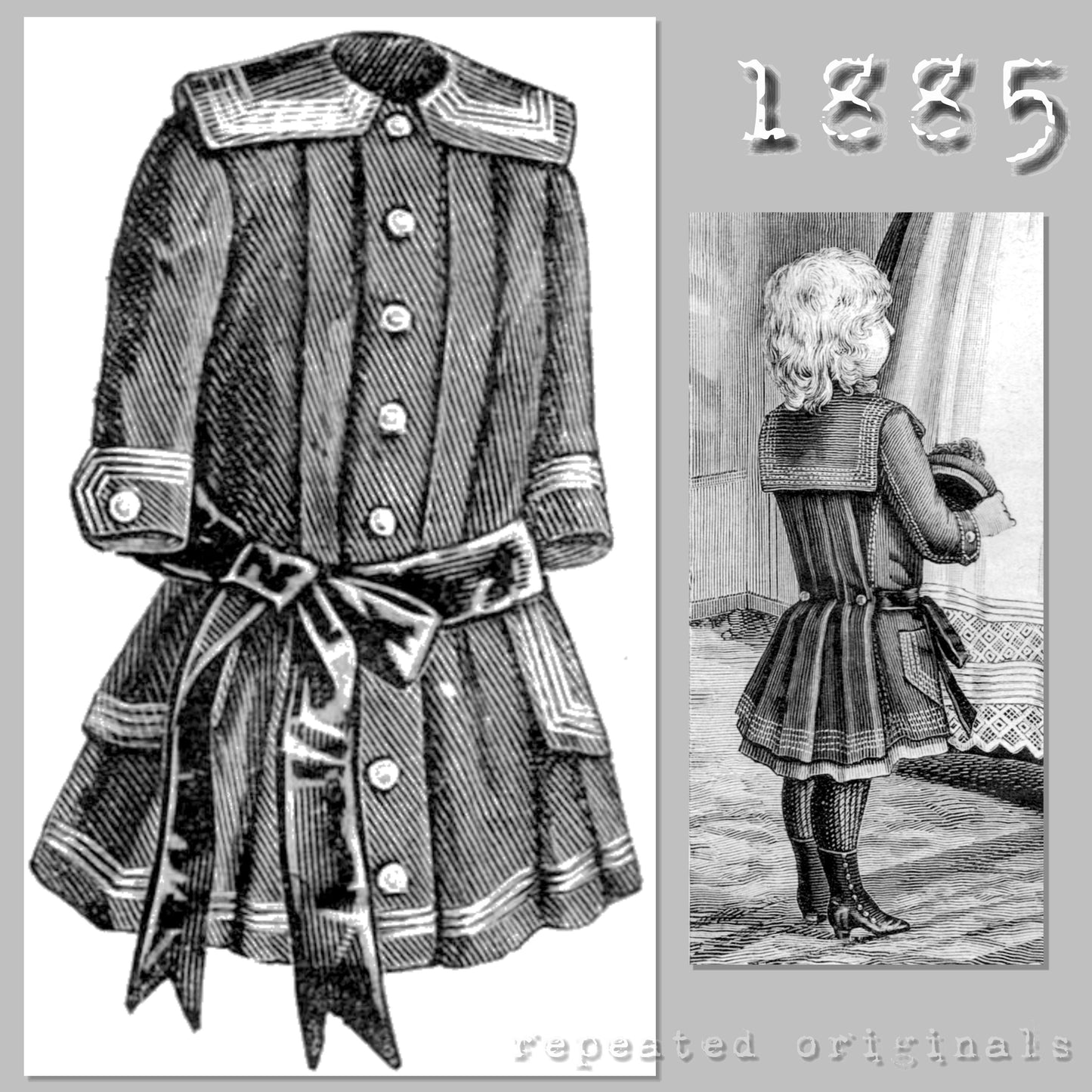 1885 Coat for Child from 2 - 6 Years Sewing Pattern - INSTANT DOWNLOAD PDF