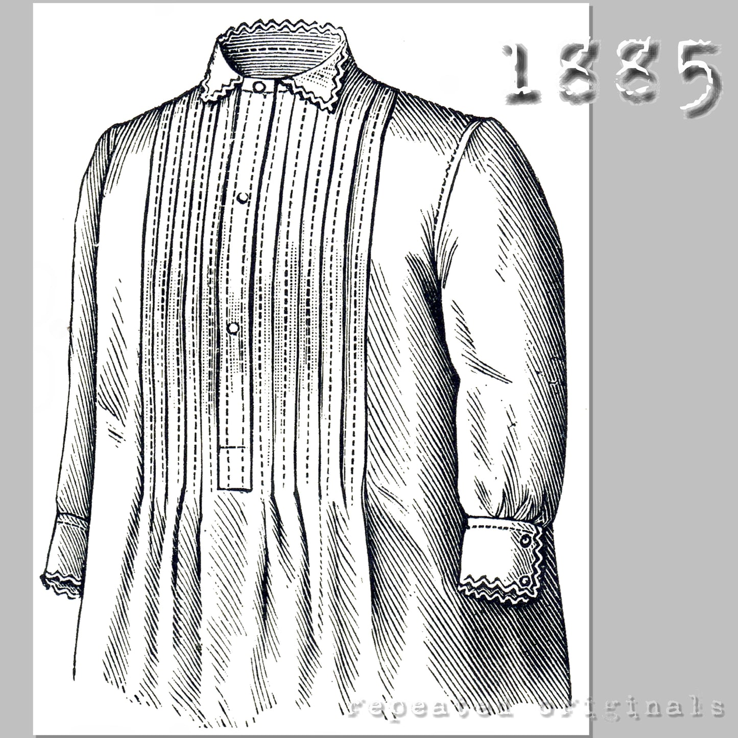 1885 Nightgown for Girl 11 - 13 Years Sewing Pattern - INSTANT DOWNLOAD PDF