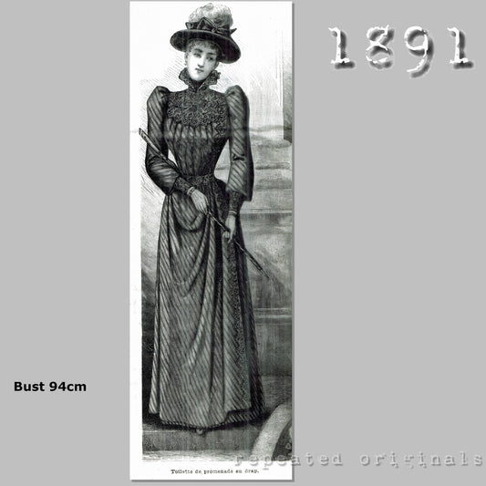 1891 Walking Dress Sewing Pattern - INSTANT DOWNLOAD PDF