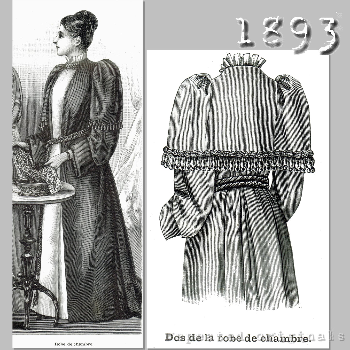 1893 Robe de Chambre with Tippet Sewing Pattern - INSTANT DOWNLOAD PDF