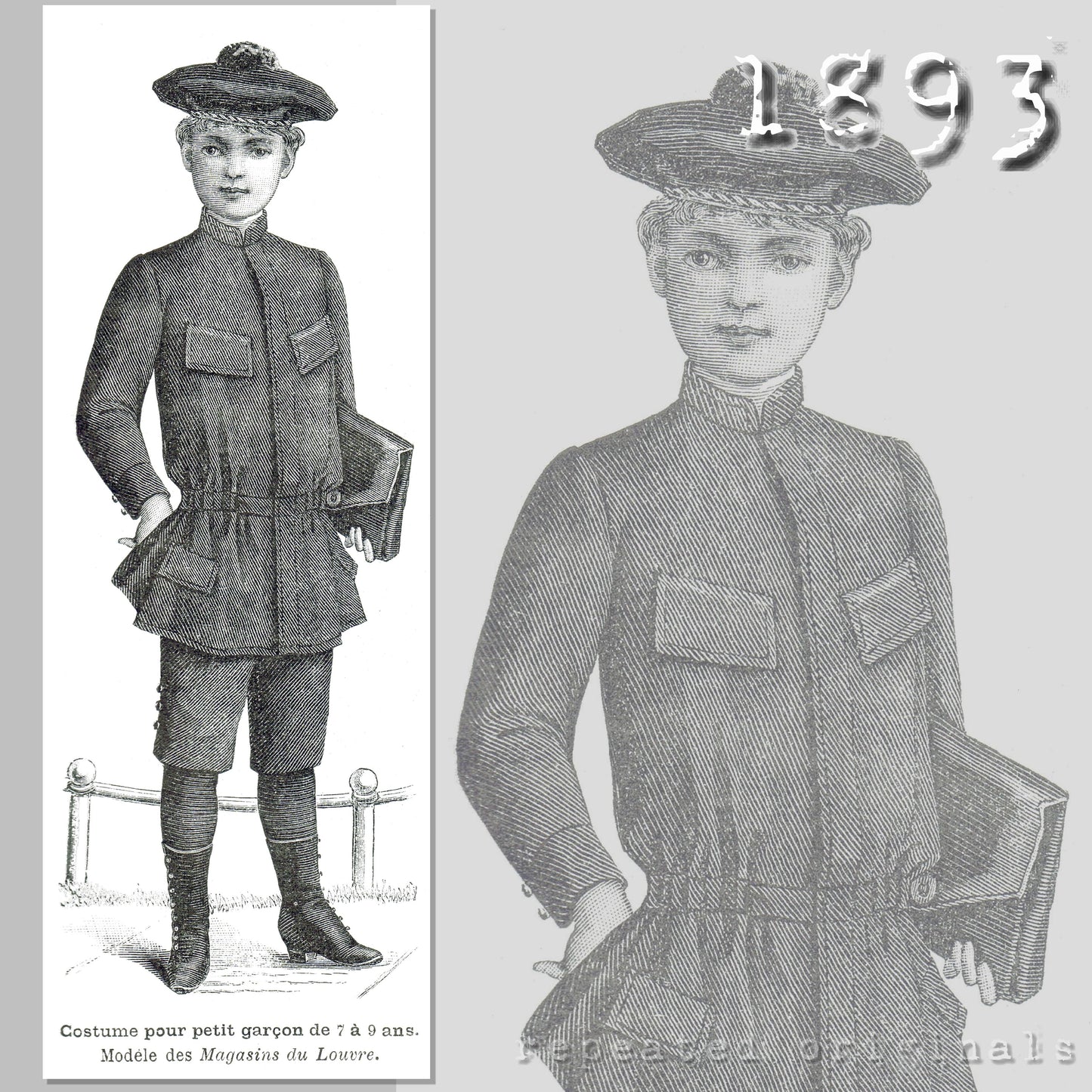 1893 Suit for Boy 7 to 9 Years Sewing Pattern - INSTANT DOWNLOAD PDF