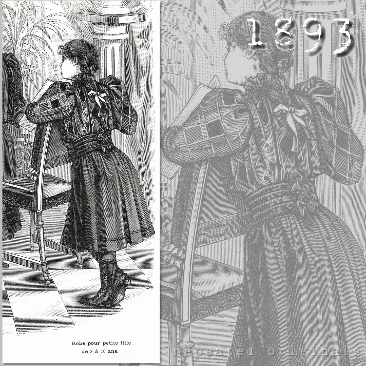 1893 Dress for Girls 8 - 10 Years Sewing Pattern - INSTANT DOWNLOAD PDF