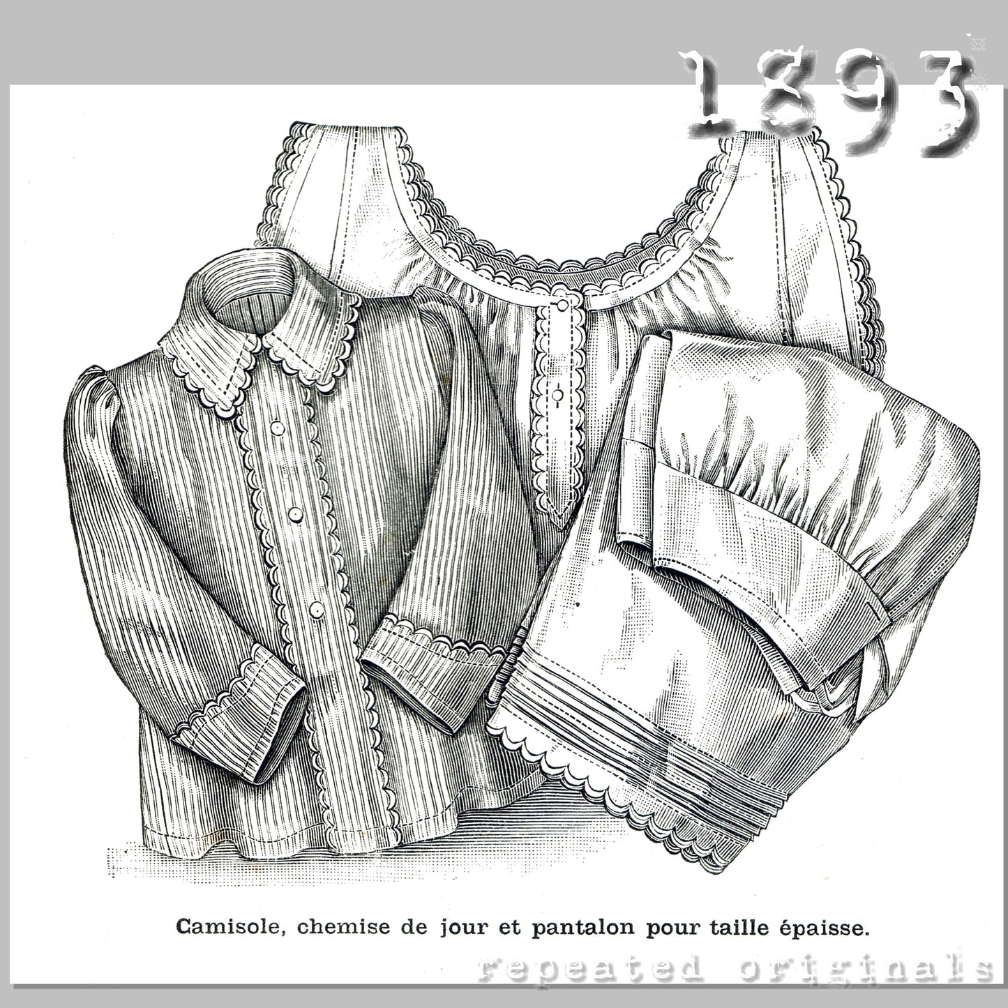 1893 Camisole, Chemise and Drawers Sewing Pattern - INSTANT DOWNLOAD PDF