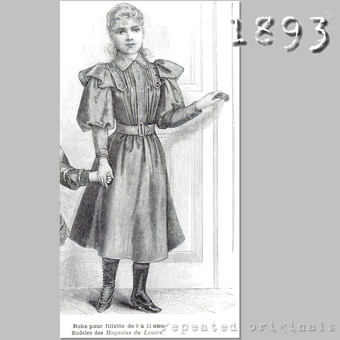 1893 Dress for Girl 9 - 11 Years Sewing Pattern - INSTANT DOWNLOAD PDF