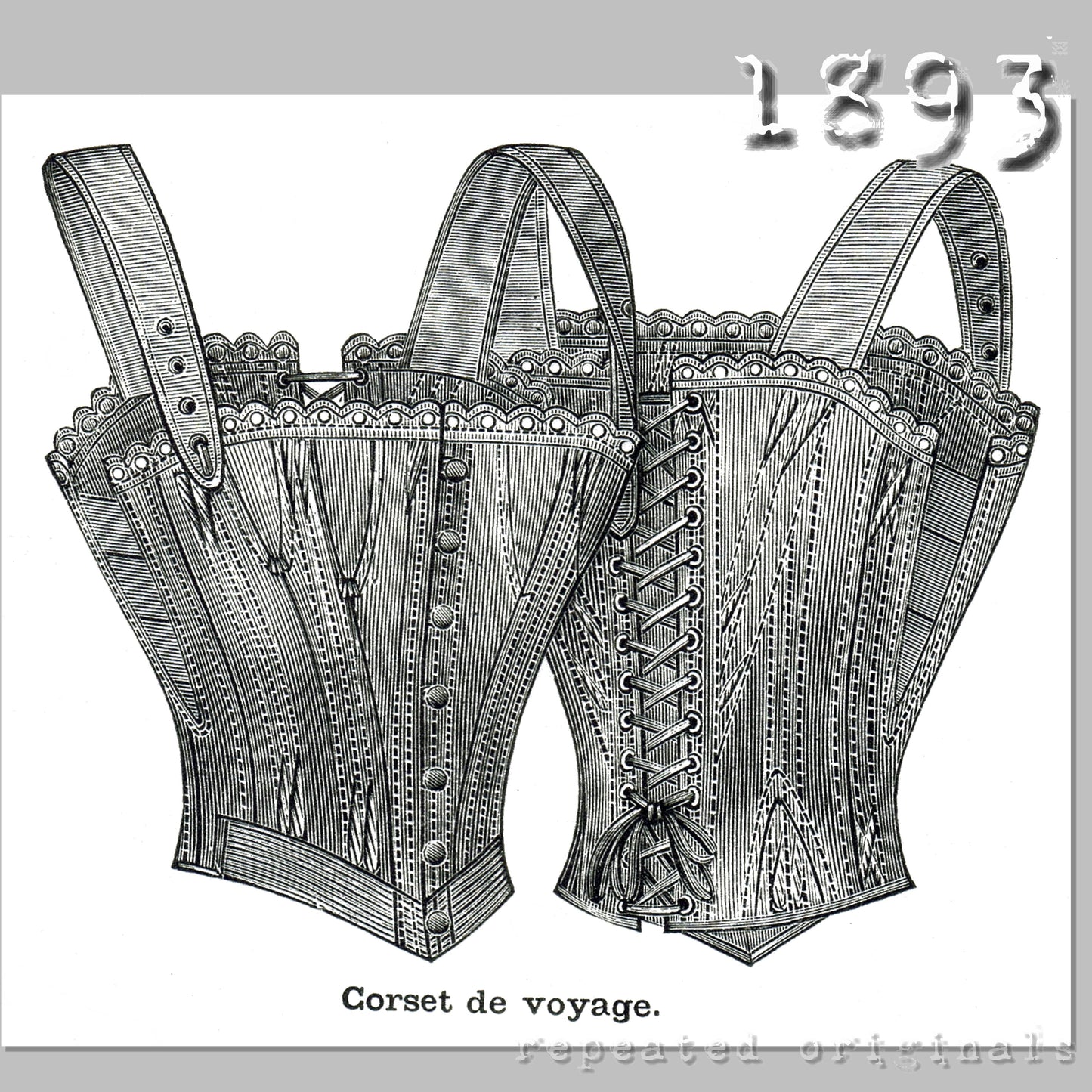 1893 Travel Corset Sewing Pattern - INSTANT DOWNLOAD PDF