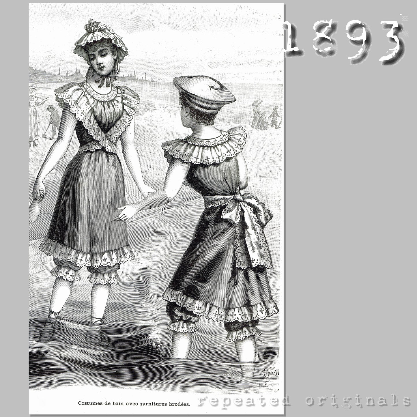 1893 Lady's Bathing Suit and Cap Sewing Pattern - INSTANT DOWNLOAD PDF