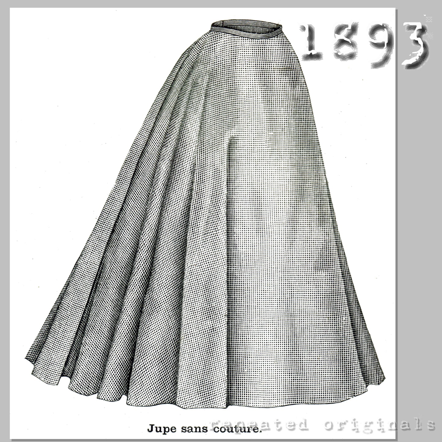 1893 Seamless Bell Shaped Skirt Sewing Pattern - INSTANT DOWNLOAD PDF