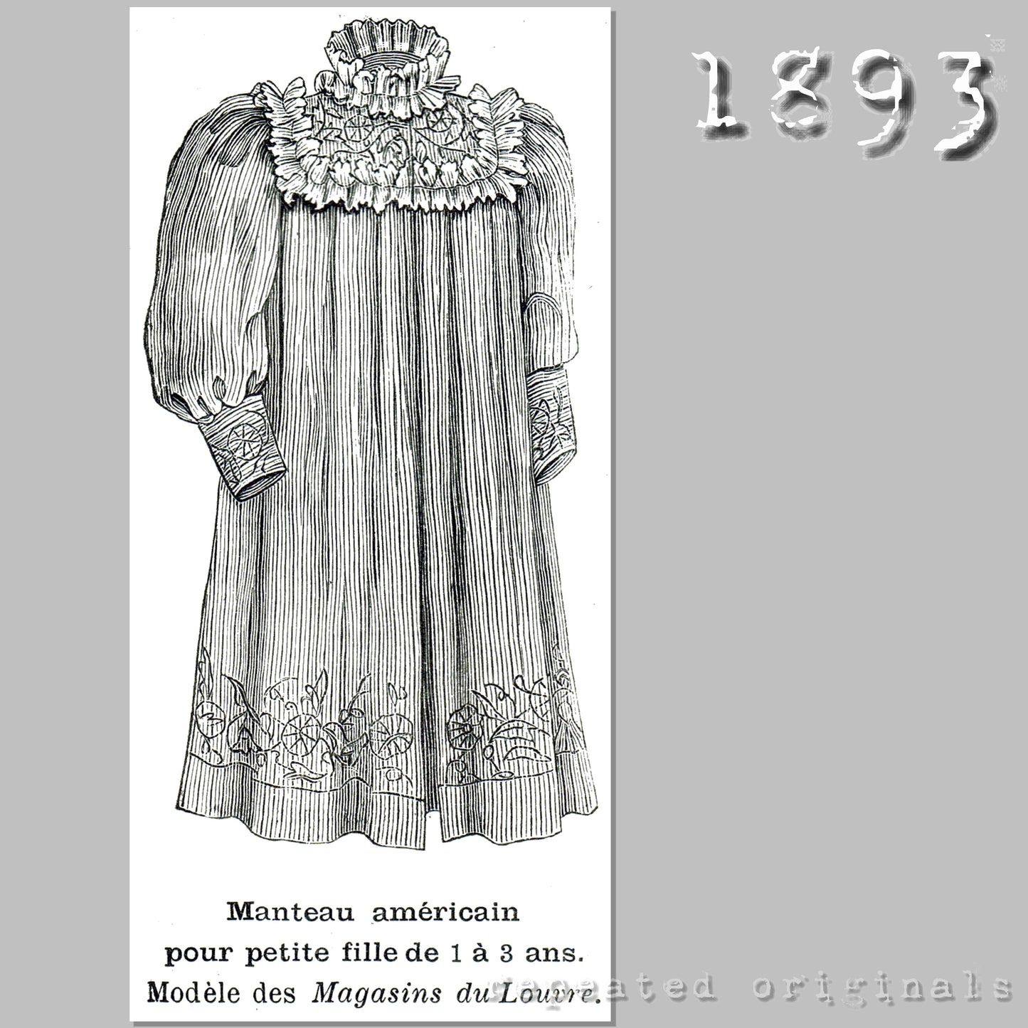 1893 Embroidered Coat for Girls 1 - 3 Years Sewing Pattern - INSTANT DOWNLOAD PDF