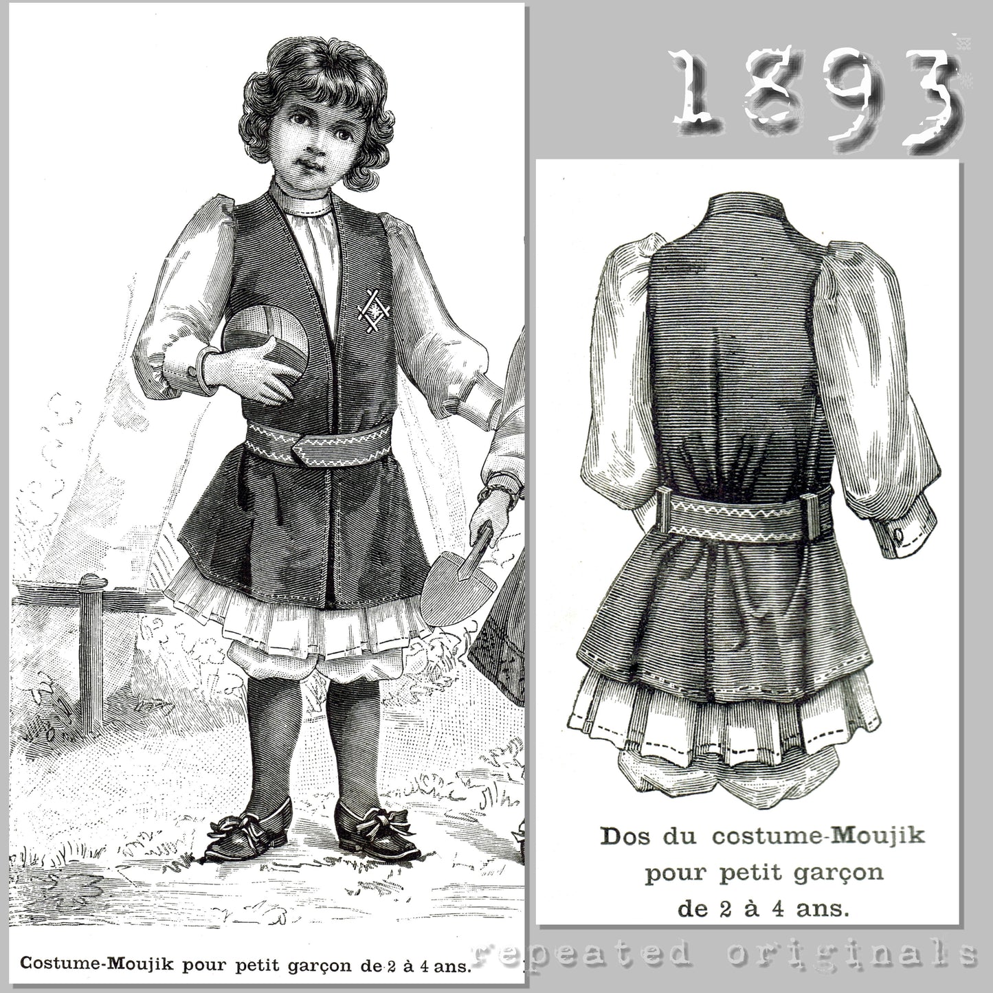1893 Suit for Boy 2 - 4 Years Sewing Patterns - INSTANT DOWNLOAD PDF