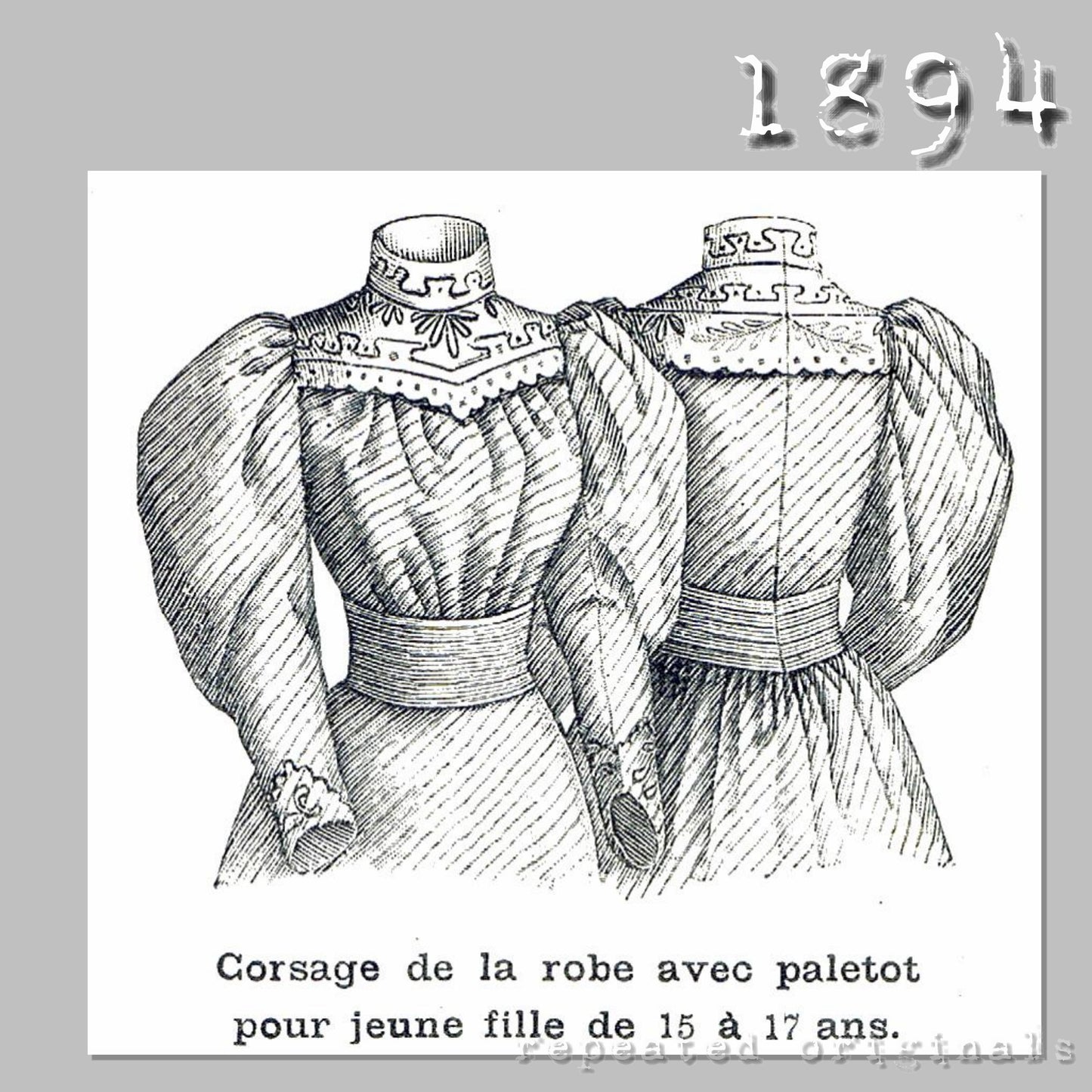 1894 Dress and Paletot for Girls 15-17 years Sewing Pattern - INSTANT DOWNLOAD PDF