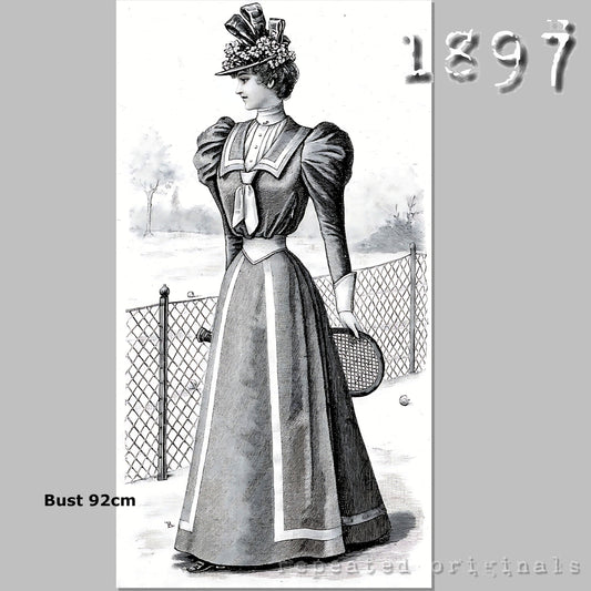 1897 Lawn Tennis Dress Sewing Pattern - INSTANT DOWNLOAD PDF