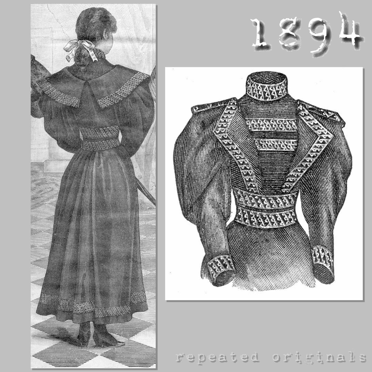 1894 Dress for Girl 15 -17 Years Sewing Pattern - INSTANT DOWNLOAD PDF