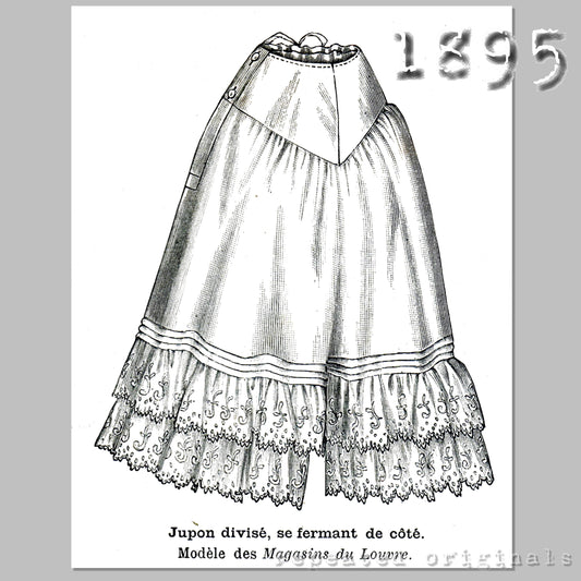 1895 Divided Petticoat (for the active Victorian Lady) Sewing Pattern - INSTANT DOWNLOAD PDF
