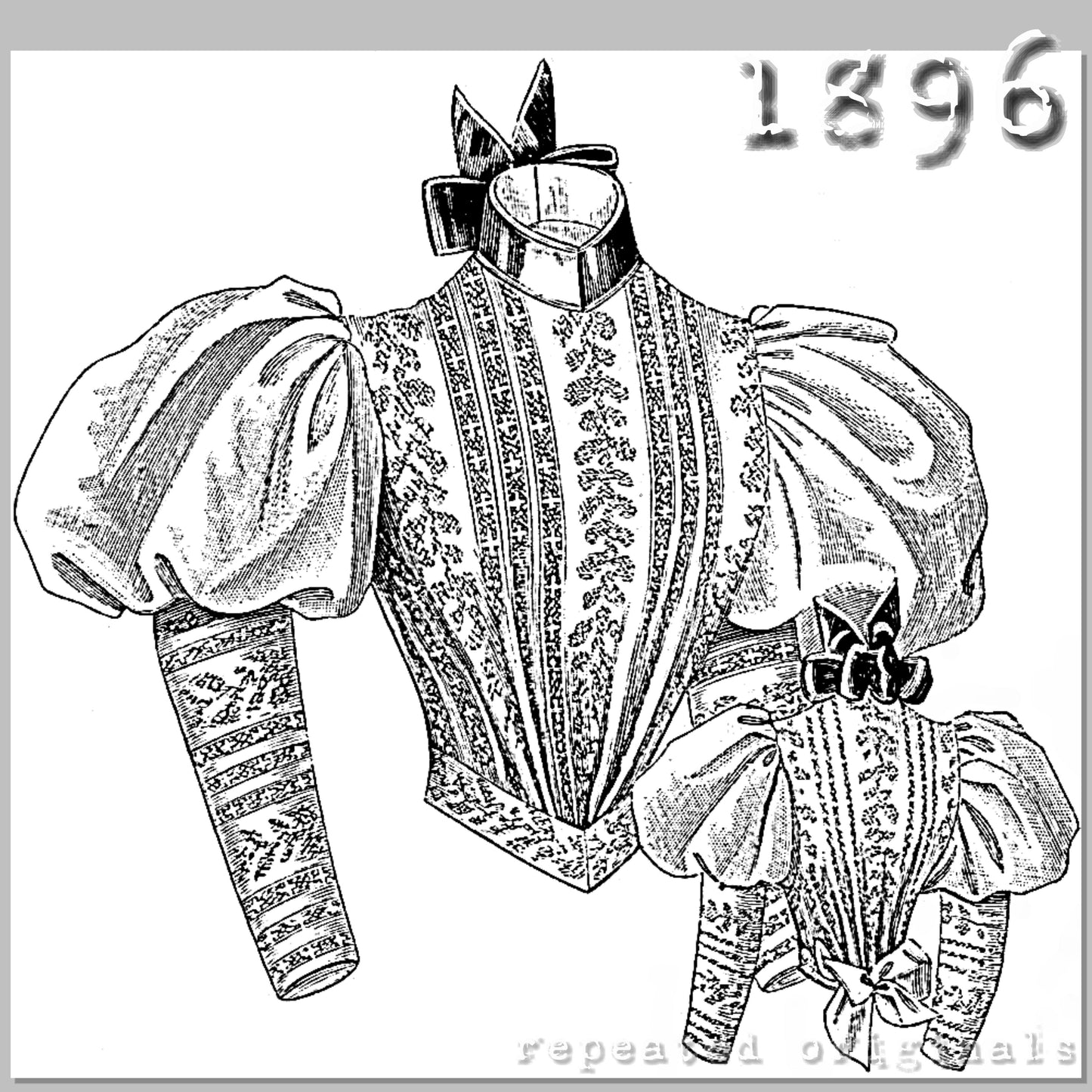 1896 Blouse with Cross Stitch Embroidery Sewing Pattern - INSTANT DOWNLOAD PDF