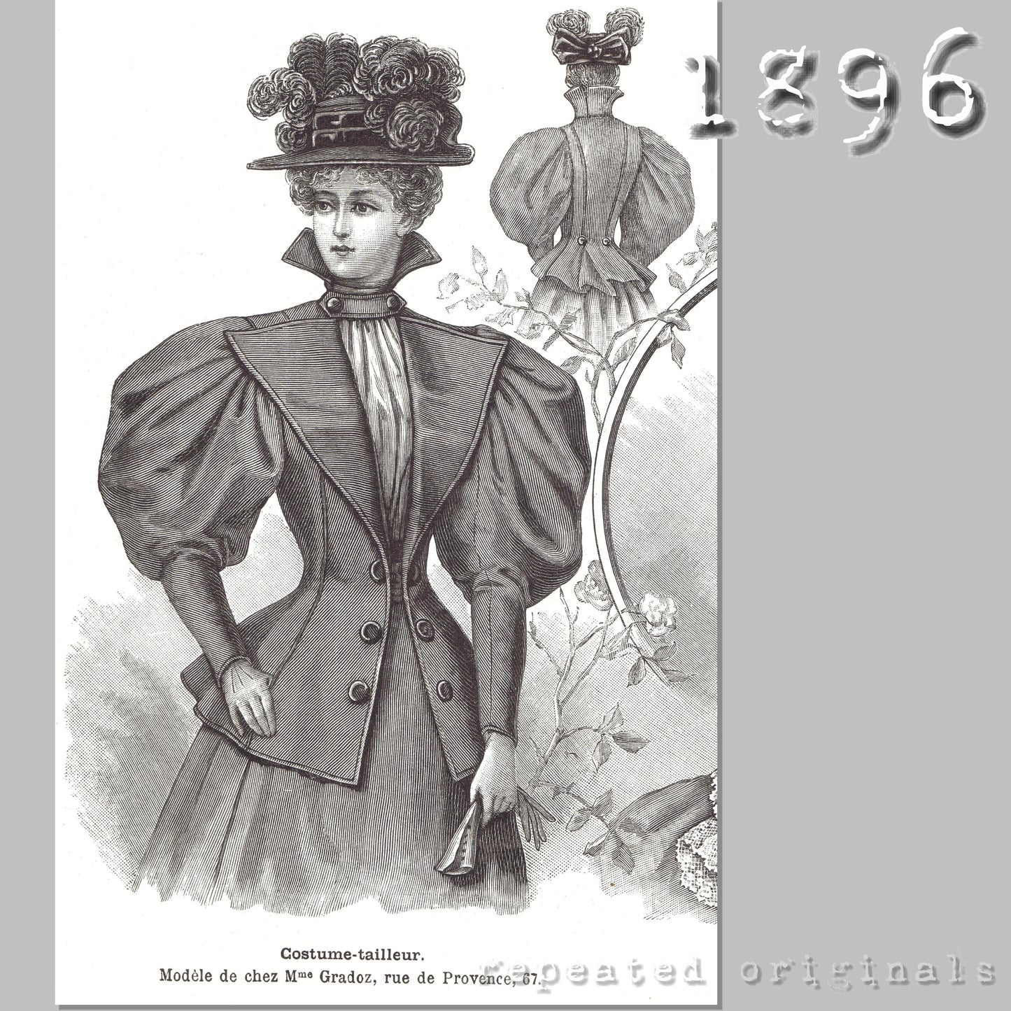 1896 Suit (Skirt, Jacket and Waistcoat) Sewing Pattern - INSTANT DOWNLOAD PDF