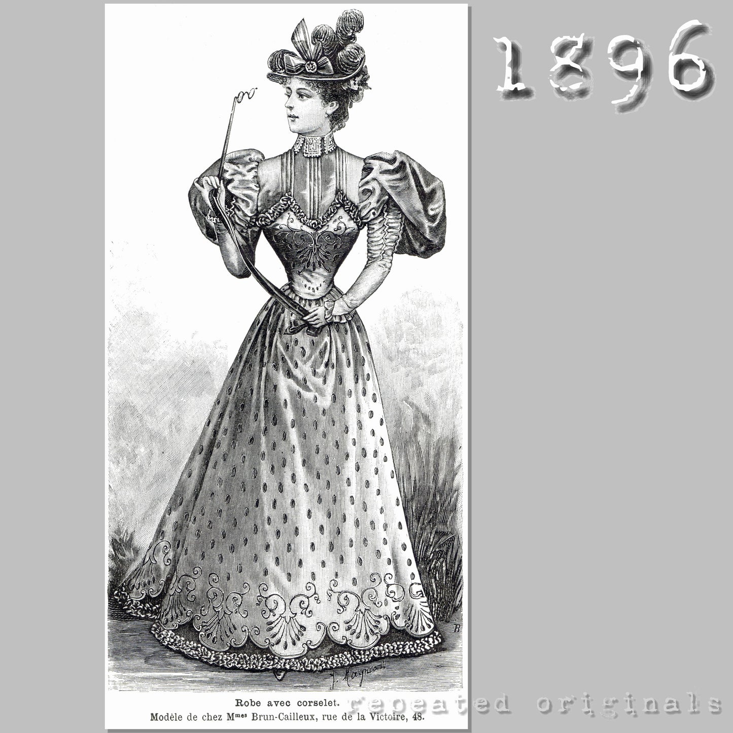 1896 Dress with Corselet Sewing Pattern - INSTANT DOWNLOAD PDF