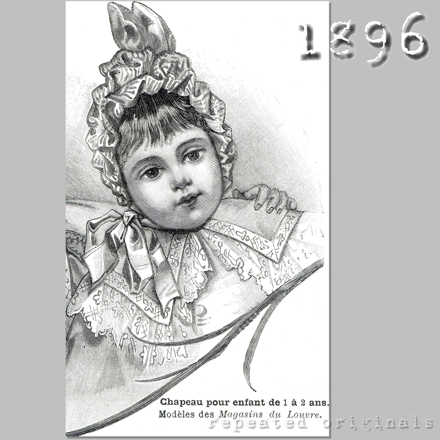 1896 Infant's Bonnet Sewing Pattern - INSTANT DOWNLOAD PDF