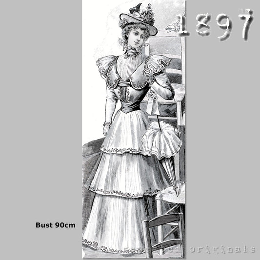 1897 Dress with flounced skirt Sewing Pattern - INSTANT DOWNLOAD PDF