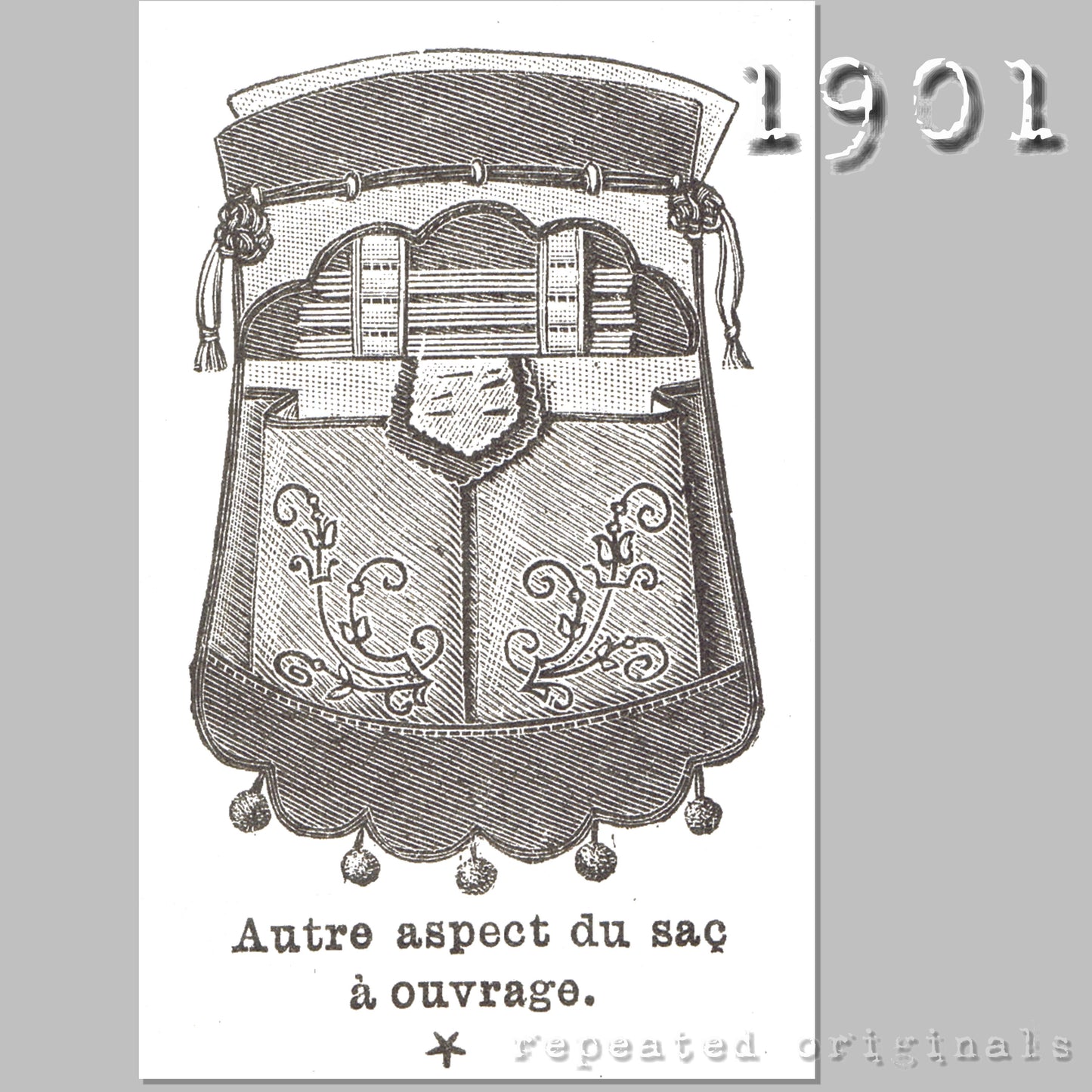 1901 Handwork Bag Sewing Pattern - INSTANT DOWNLOAD PDF