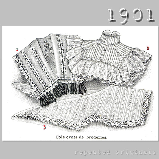 1901 Three Styles of Collars Sewing Pattern - INSTANT DOWNLOAD PDF