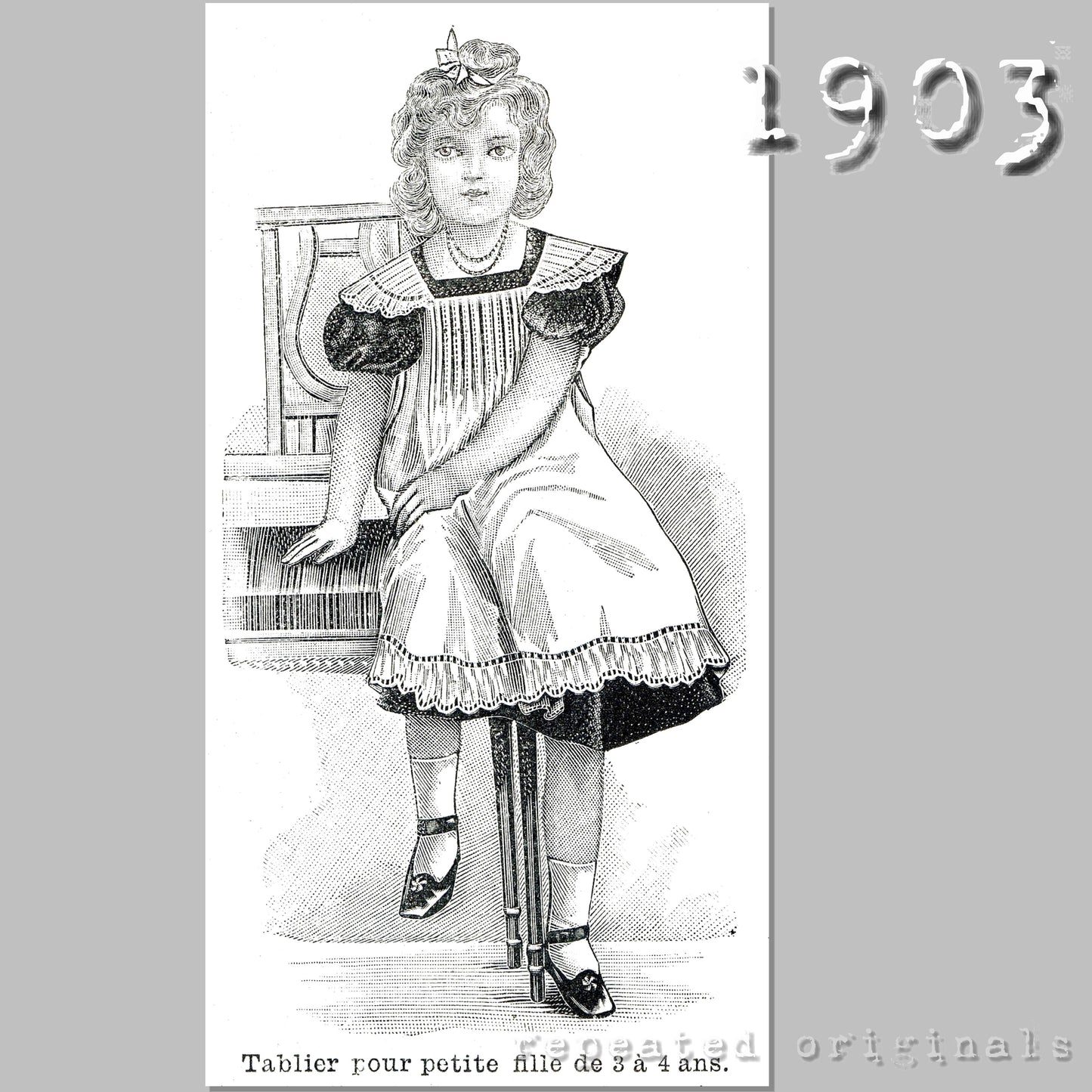 1903 Apron for Girl 3 to 4 Years Sewing Pattern - INSTANT DOWNLOAD PDF