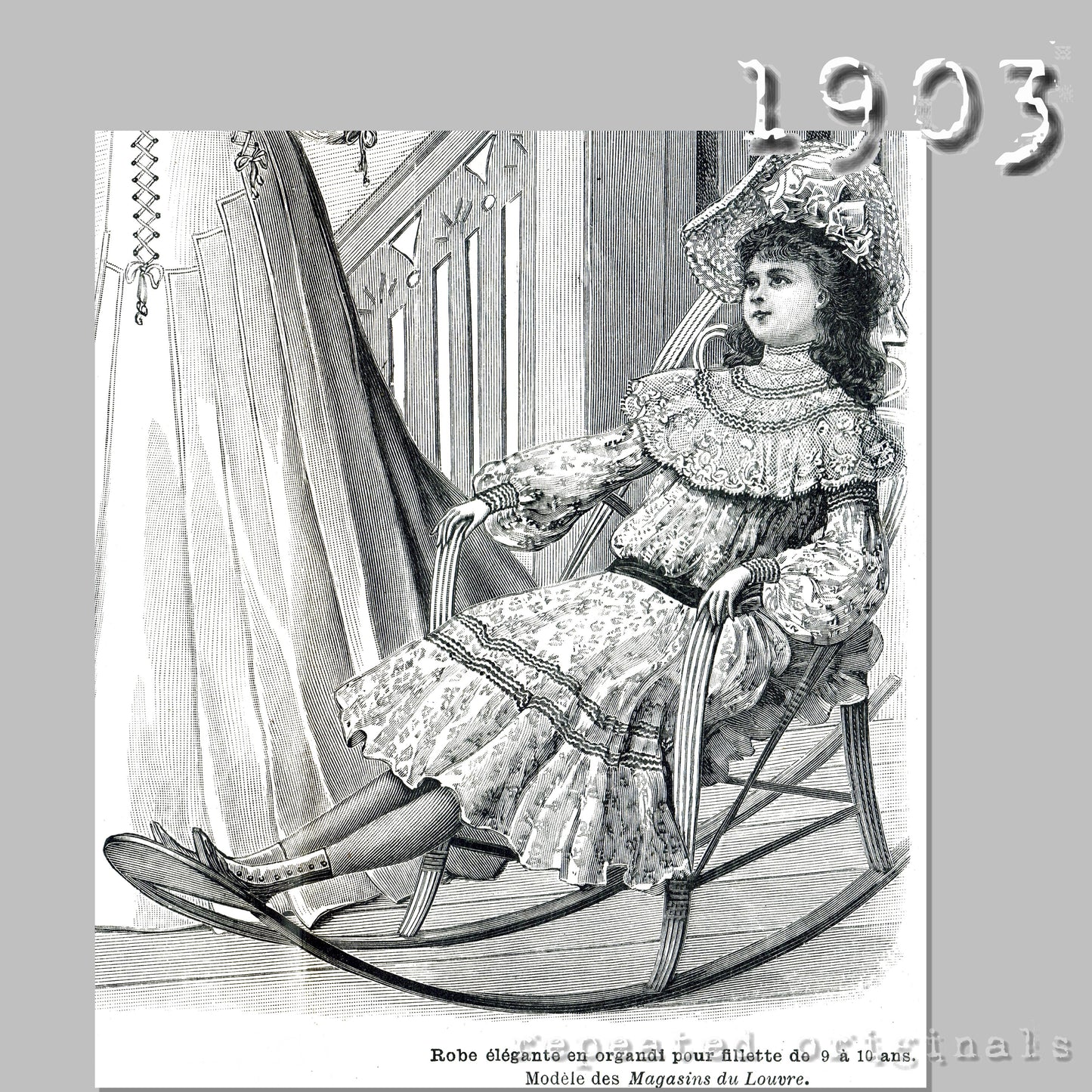 1903 Organdy Dress for Girl 9 to 10 Years Sewing Pattern - INSTANT DOWNLOAD PDF