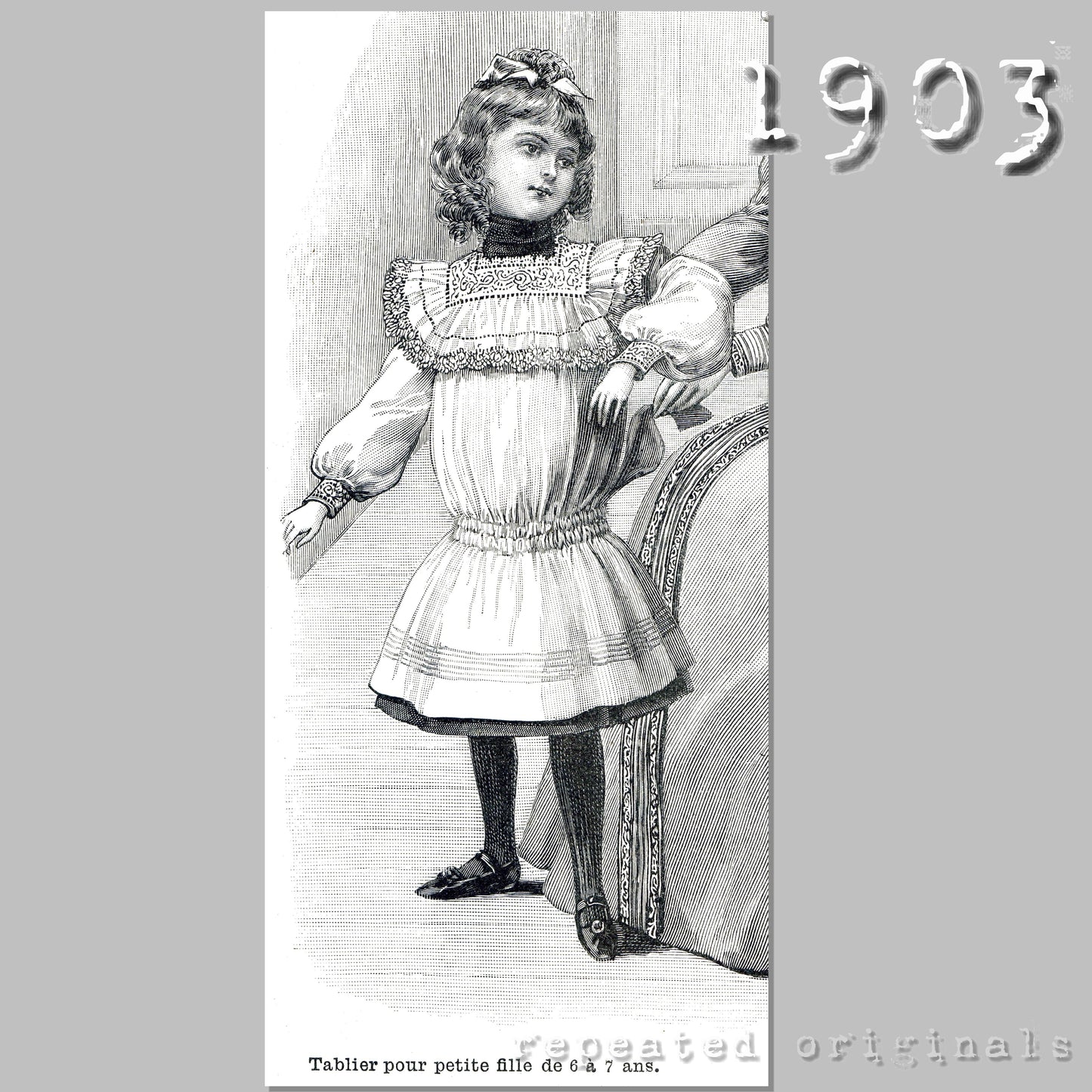 1903 Apron for Girl 6 to 7 Sewing Pattern - INSTANT DOWNLOAD PDF