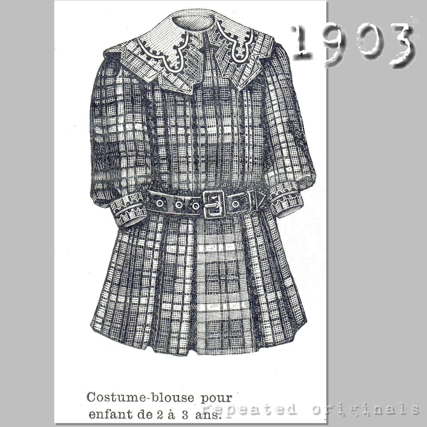 1903 Blouse for Children 2 to 3 Years Sewing Pattern - INSTANT DOWNLOAD PDF