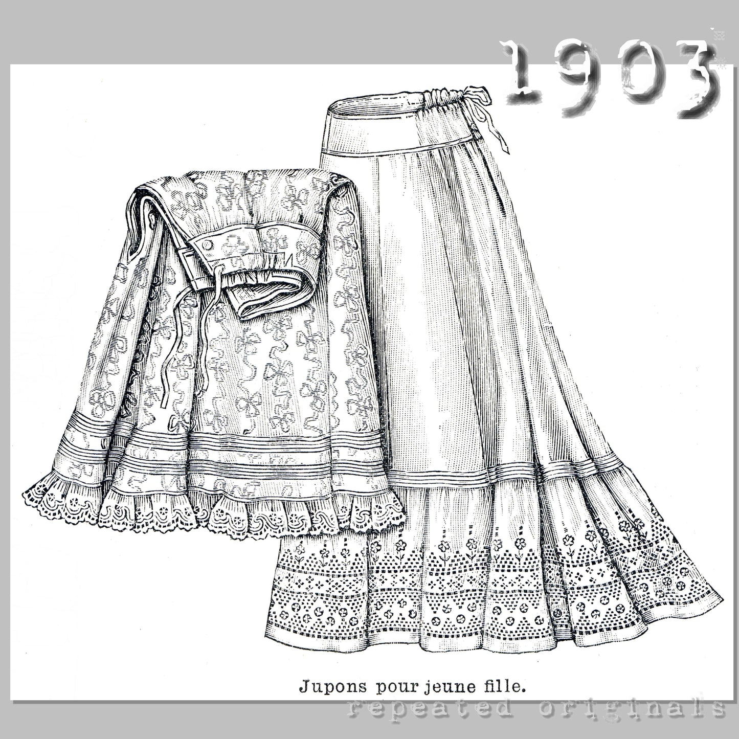 1903 Petticoats for Young Lady Sewing Pattern - INSTANT DOWNLOAD PDF