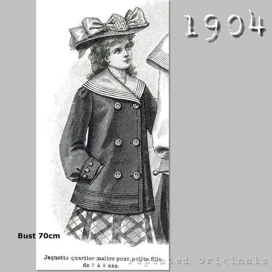 1904 Quarter-Master Jacket for Girls 7-8 Years Sewing Pattern - INSTANT DOWNLOAD PDF